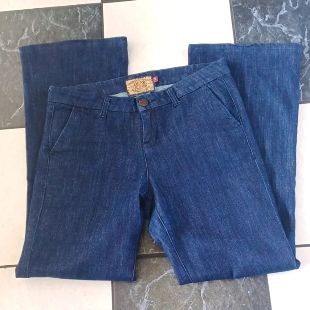 Dear John Dark Wash Mid Rise Jeans Women's Sz 29, Flare Zodiac, Strechy